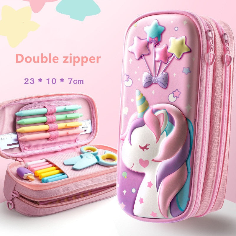 3D EVA unicorn cute pencil case cartoon stationery box girls Color pencil box student pen case school supplies gifts ipad case