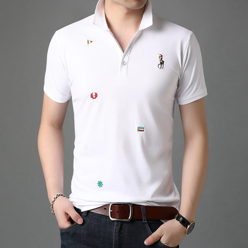 Polo Shirt Men New Summer Brand Turn Down Collar Top Quality Designer Short Sleeve Casual Tops Fashions Man Clothing 2022