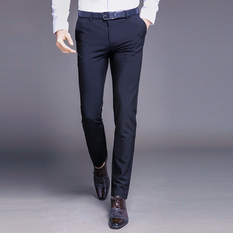 New Fashion High Quality Men Suit Pants Straight Spring Autumn Long Male Classic Business Casual Trousers Slim Fit Full Length