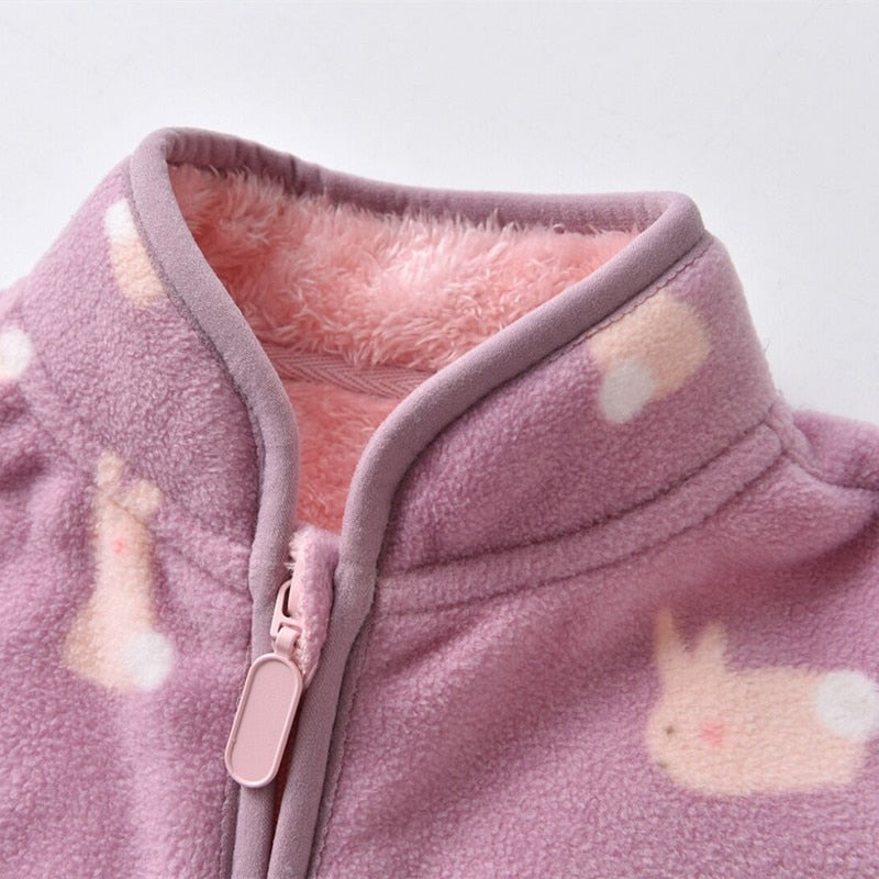 New Style Spring Autumn Winter Child Kid Clothes Baby Girls Jackets Coats Rabbit Polar Fleece Thick Soft Warm