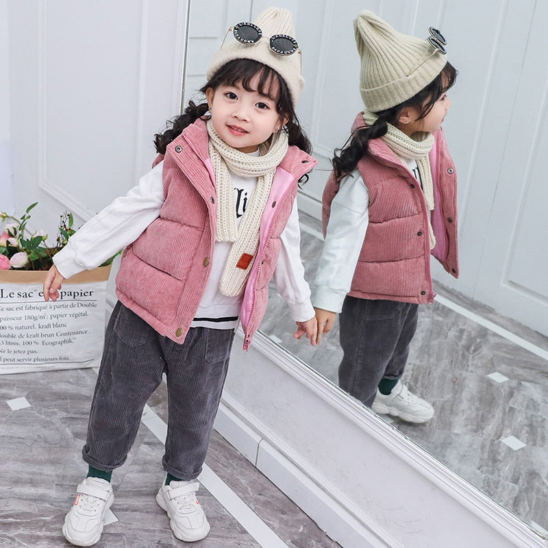 2021 Autumn Children Warm Thicken Vest Baby Cotton Waistcoat Kids Outerwear Coat Children Clothing Boys Girls Brand Jackets Vest