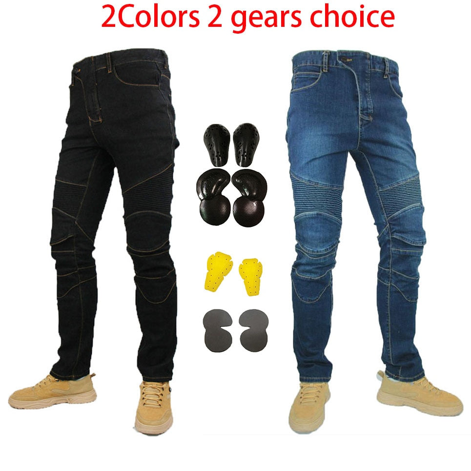 Jeans - Brand New 4 Season Motorcycle Leisure Motocross Pants Outdoor Riding Jeans With Obscure Protective Equipment Knee Gear Hip Pads