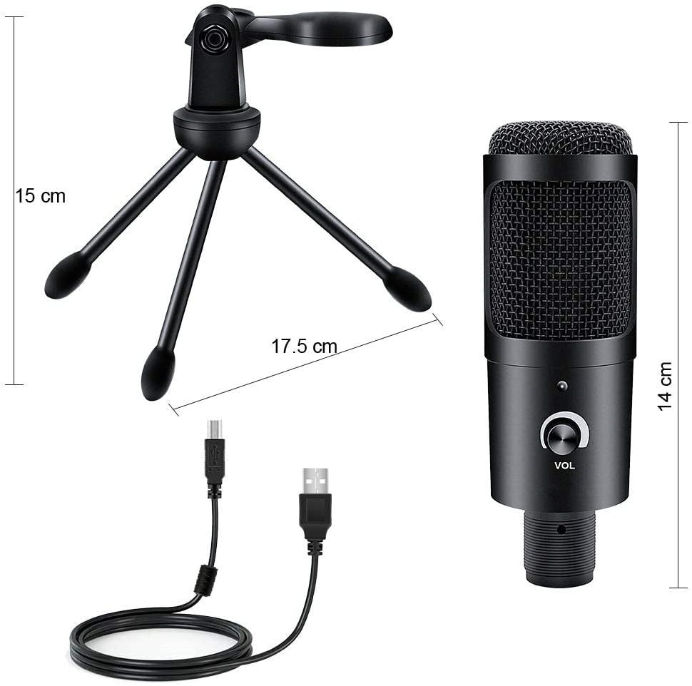 Professional Studio Microphone Usb Wired Condenser Karaoke Mic Computer Microphones Shock Mount+Cable for Pc Notebook