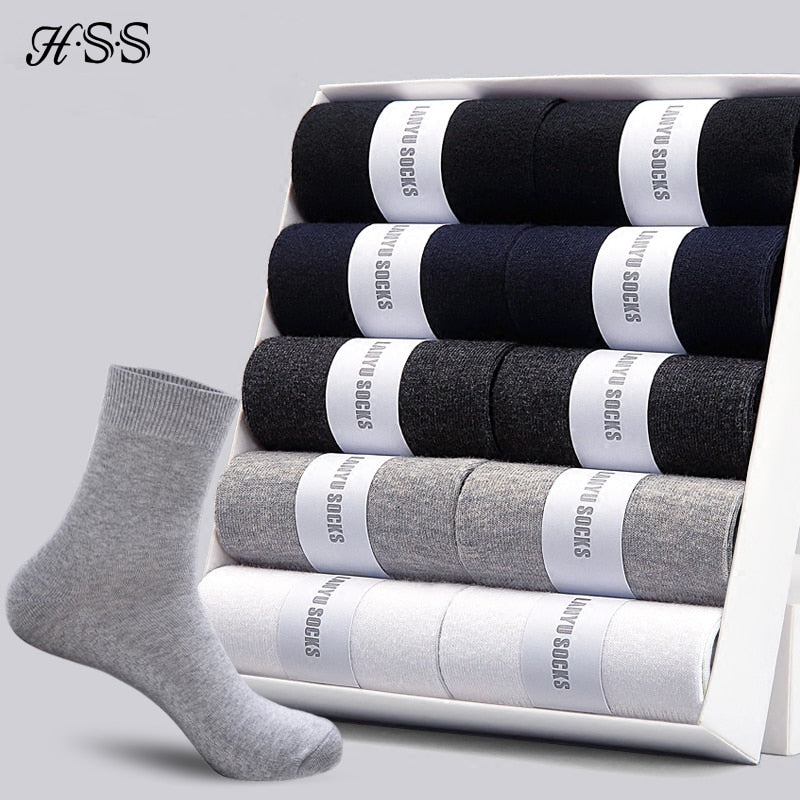 HSS 2022 Men&#39;s Cotton Socks New styles 10 Pairs / Lot Black Business Men Socks Breathable Spring Summer for Male US size(6.5-12)