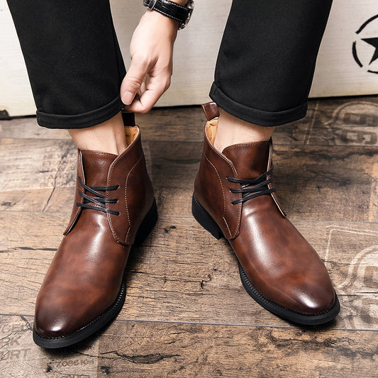 High Quality Fashion Men&#39;s Chelsea Boots Male Ankle Shoes Luxury Brand Leather Men Boots Dress Shoes Party Wedding Casual Flats