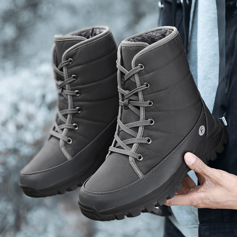New Outdoor Men Boots Winter Snow Boots For Men Shoes Thick Plush Waterproof Slip-Resistant Keep Warm Winter Shoes Plus Size 46