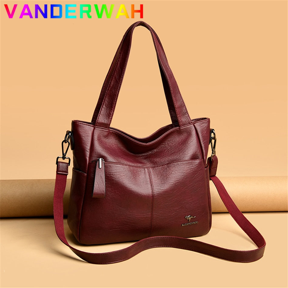 Quality Women&#39;s Leather Top Handle Bags Female Shoulder Sac Tote Shopper Bag Bolsa Feminina Luxury Designer Handbags for Woman