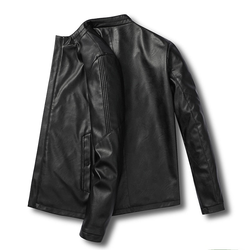 Men Jacket Leather |New Motorcycle Jacket| Men Leather Lapel Versatile Personality Slimming Zipper Pocket| Wash Leather Coat www.chishtismart.com