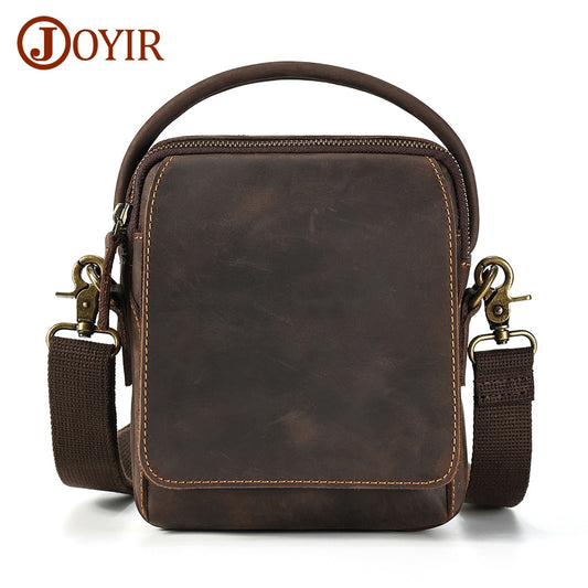 JOYIR Crazy Horse Leather Small Messenger Bag for Men Vintage Shoulder Crossbody Bags for 7.9&quot;iPad Work Business Travel Handbag