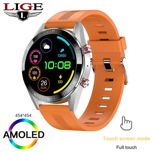 LIGE New 454*454 Screen Smart Watch Men Always Display The Time Bluetooth Call Local Music Men Smartwatch For Huawei Xiaomi +Box