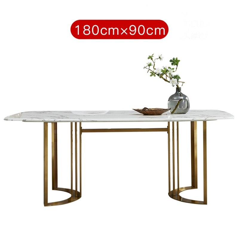 Luxury Modern Home Furniture Stainless Steel Faux Marble Top Room Dining Table