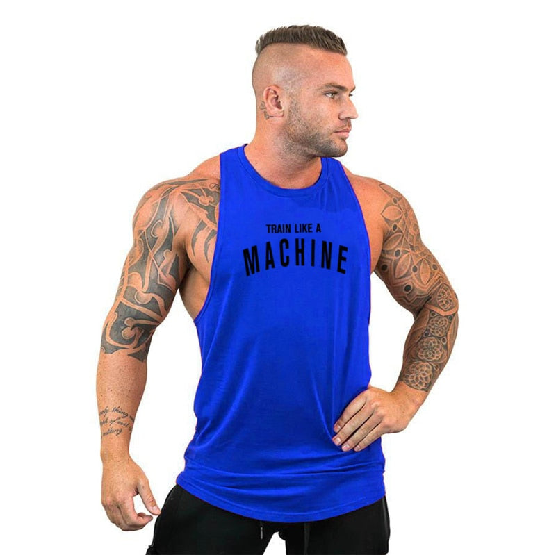 New Brand Summer Men Gym Muscle Bodybuilding Sleeveless Shirt Cotton Street Workout Tank Top Singlet Fitness Sport Print Vest