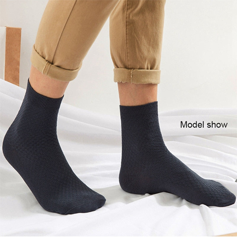 10 Pairs/Lot Men&#39;s Bamboo Fiber Socks 2022 New Compression Autumn Long Black Business Casual Man Dress Sock Gift Plus Size 42-45