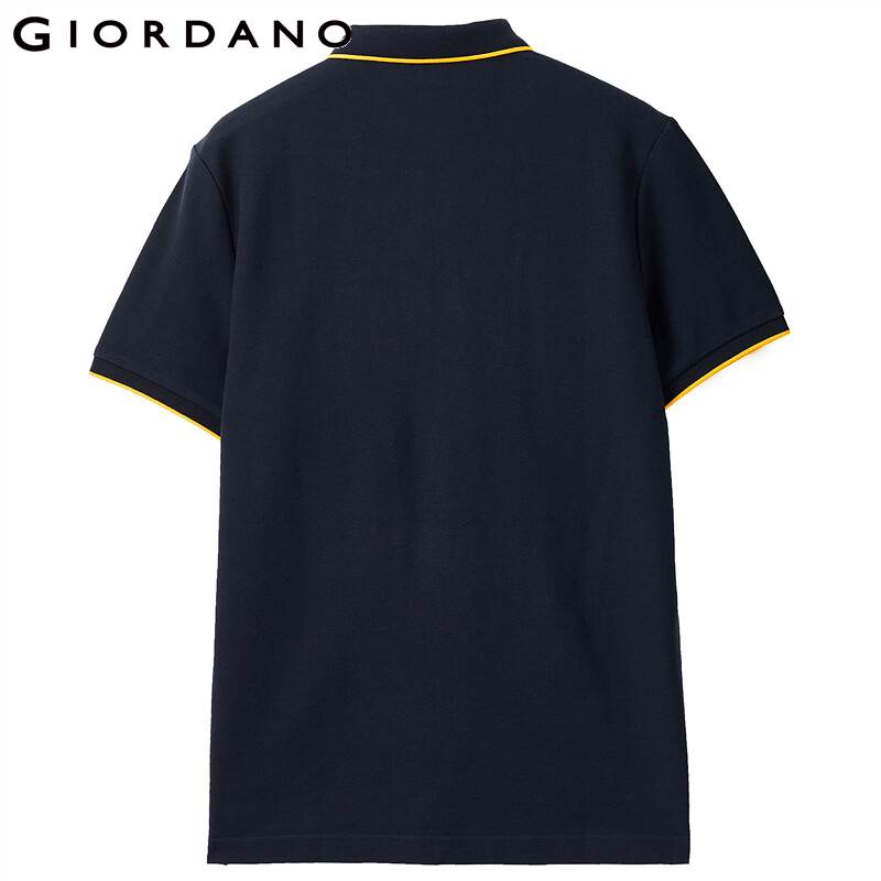 Giordano Men Polos Tipping Short Sleeve Polo Shirt Mesh Structure Ribbed Flat Collar Contrast Cauasual Polo 01011425