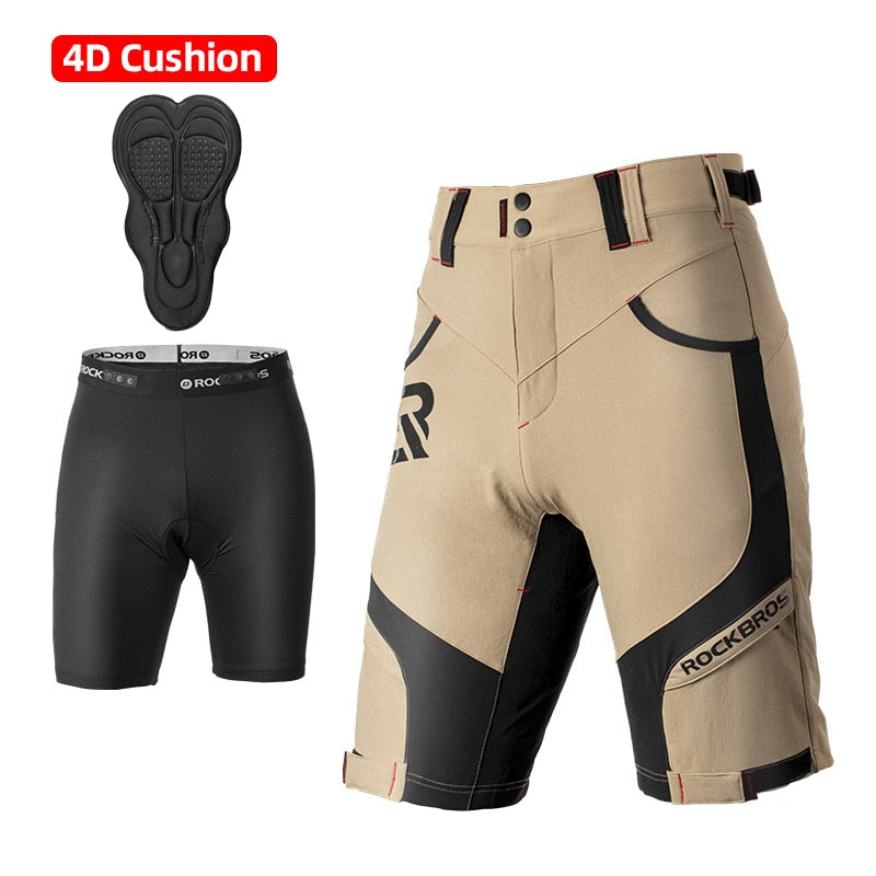 ROCKBROS 4D Women&#39;s Men&#39;s Shorts 2 In 1 With Separable Underwear Shorts Bike Shorts Climbing Running Bicycle Pants Cycling Trous