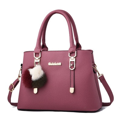 Vento Marea Classic Tote Bag For Women 2021 Winter New Pu Leather Ladies Shoulder Bag Large Capacity Hairball Purse And Handbags