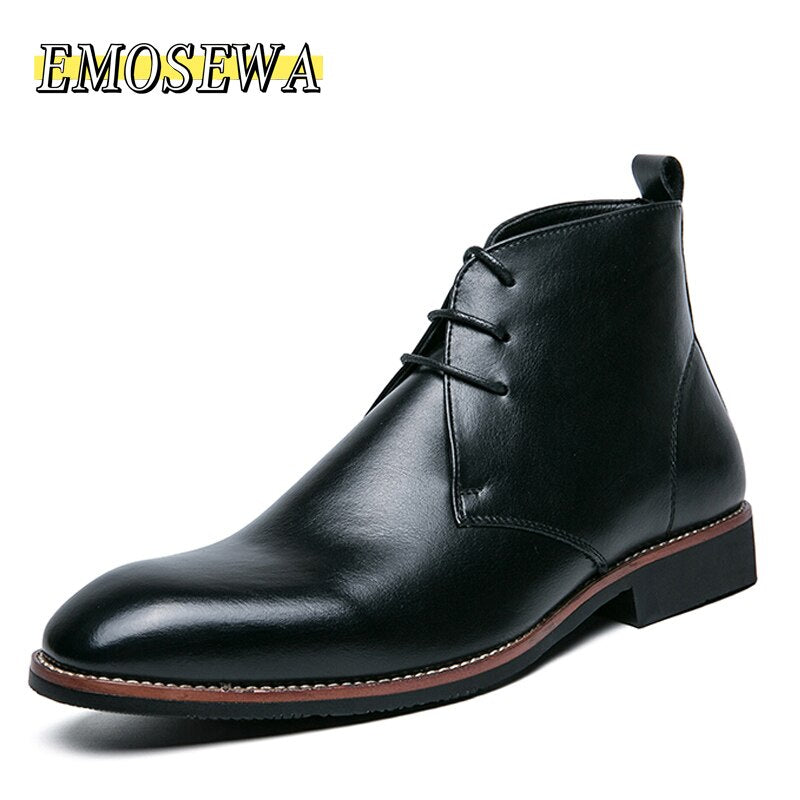 High Quality Fashion Men&#39;s Chelsea Boots Male Ankle Shoes Luxury Brand Leather Men Boots Dress Shoes Party Wedding Casual Flats