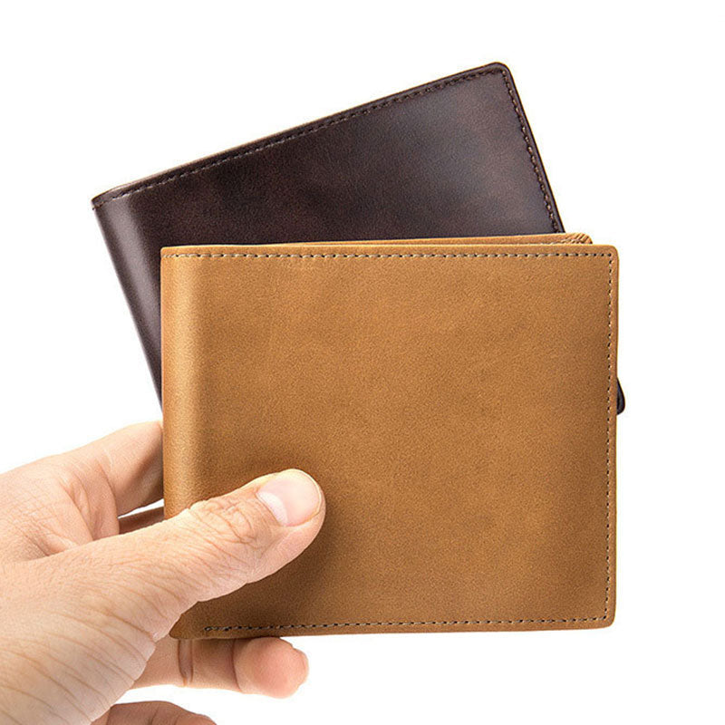 New Soft Leather Wallet Ultra Thin Men&#39;s Genuine Leather Wallets Man Small Card Holder Wallets Vintage Short Purse for Male