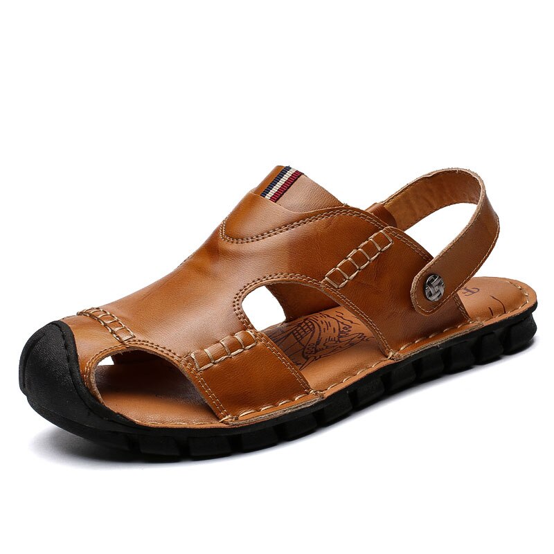 Summer Men Beach Genuine Leather High Quality Sandals Shoes Outdoor Hiking Climbing Classic Rome Comfortable Male Soft Size38-44