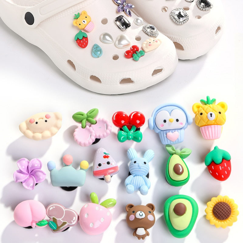 Shoe Charms Decoration Buckle carton chocolate ice cream fruit acrylic M JIBZ DIY combiation for croc friend gift 10pcs/set