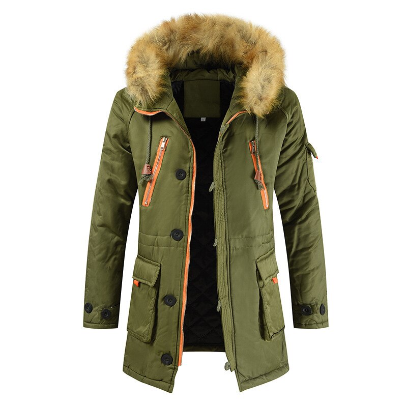 HIEXHSE Winter Jacket Men Parka Coat Brand Padded  Artificial Fur Medium-long Thick Parkas Snowjacket Coat Warm Clothing