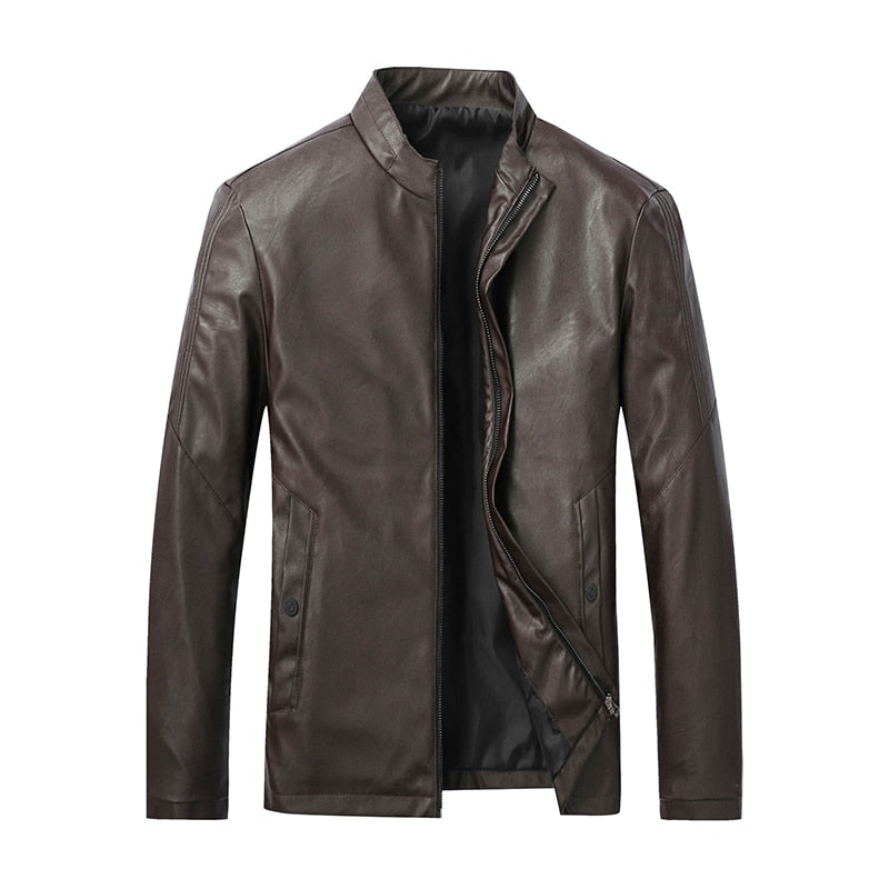 Men Jacket Leather |New Motorcycle Jacket| Men Leather Lapel Versatile Personality Slimming Zipper Pocket| Wash Leather Coat www.chishtismart.com