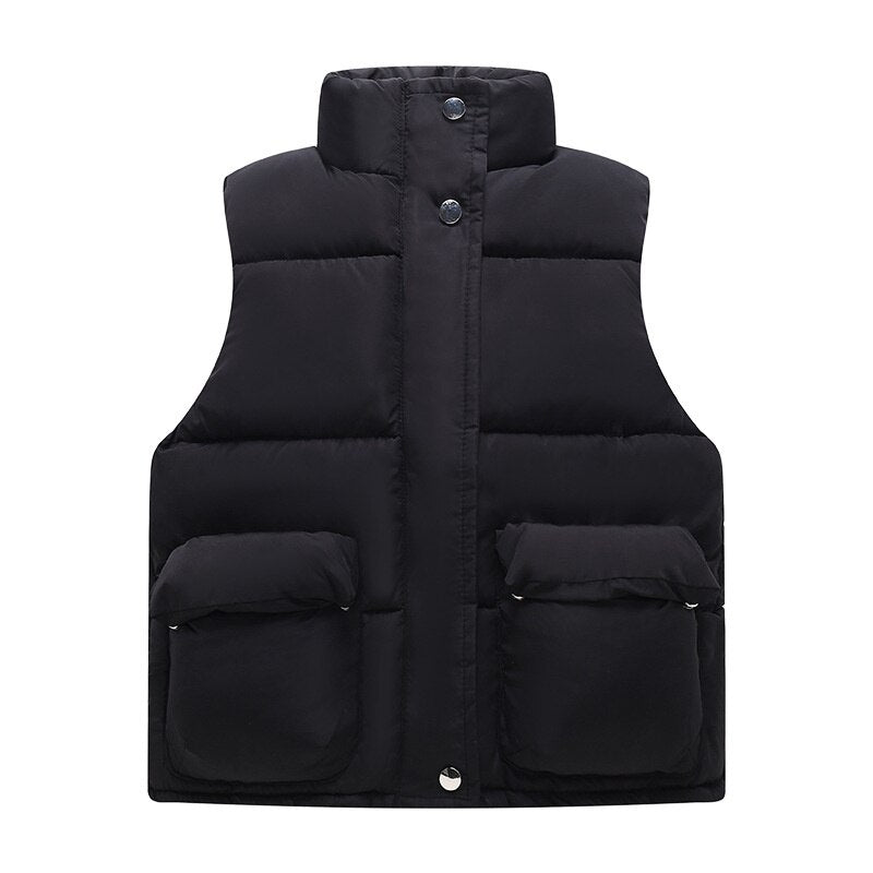 2021 Autumn Winter Girls Warm Vest Boys Thicken Waistcoat Kids Outerwear Vest Children Shiny Down Cotton Jackets Vest For 3-8 Y