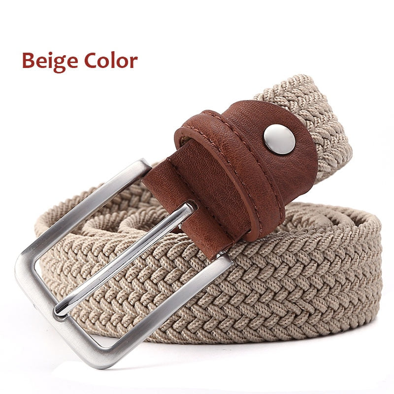 Green Longer Elastic Belts For Men Woven Braided Fabric Comfort Stretch Casual Belts 1-3/8&quot; Wide Hot Metal Stretch 160 cm Belt