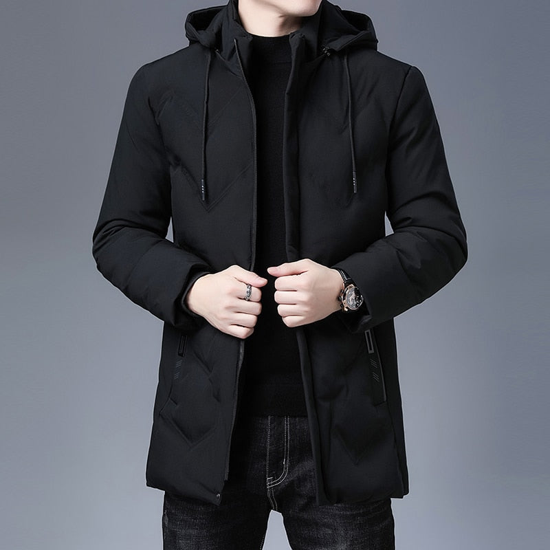 Top Quality Brand Casual Fashion Thicken Warm Men Long Parka Winter Jacket With Hood Windbreaker Coats Mens Clothing 2022