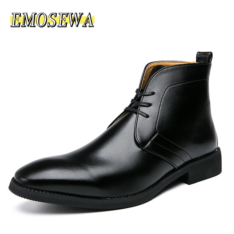 High Quality Fashion Men&#39;s Chelsea Boots Male Ankle Shoes Luxury Brand Leather Men Boots Dress Shoes Party Wedding Casual Flats