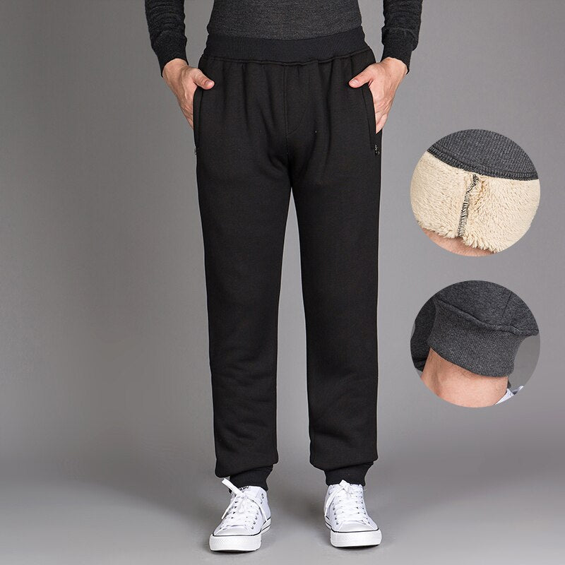 2022 Autumn Winter Men Pants Thick Warm Velvet Black Pencil Pants Vintage Elastic Waist Long Fleece Trousers Men Plus Size L-6XL