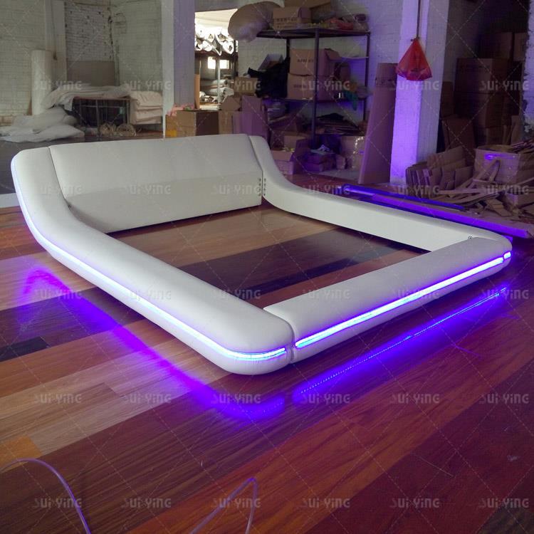 Genuine Leather multifunctional bed frame rectangle bed Nordic camas ultimate bed alterable LED light 8050