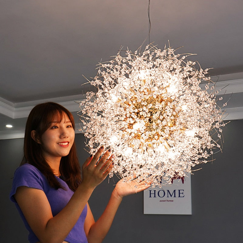 Nordic Minimalist Creative Wrought Iron Dandelion Chandelier Living Room Bedroom Dining Led Indoor Lighting Fixtures