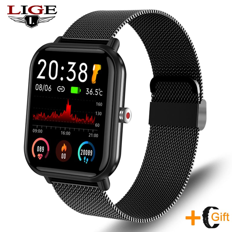 LIGE 2022 New Smart watch Ladies Full touch Screen Sports Fitness watch IP67 waterproof Bluetooth For Android iOS Smartwatch Men