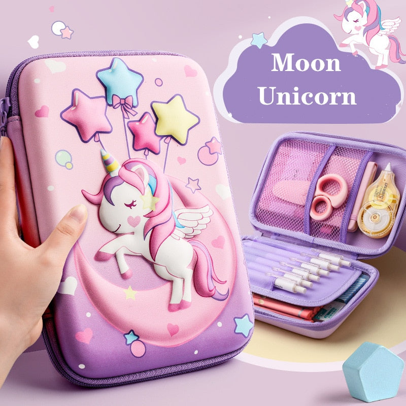 3D EVA unicorn cute pencil case cartoon stationery box girls Color pencil box student pen case school supplies gifts ipad case