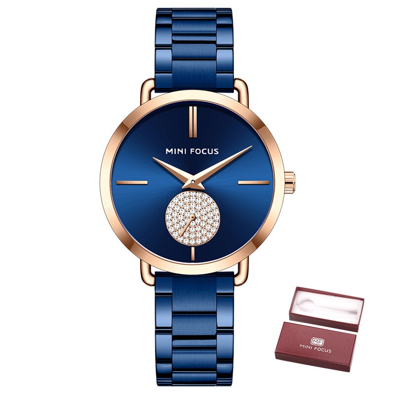 New MINI FOCUS Fashion Women&#39;s Watches Quartz Ladies Top Brand Luxury Waterproof Stainless Steel Clock Relogio Feminino gift box