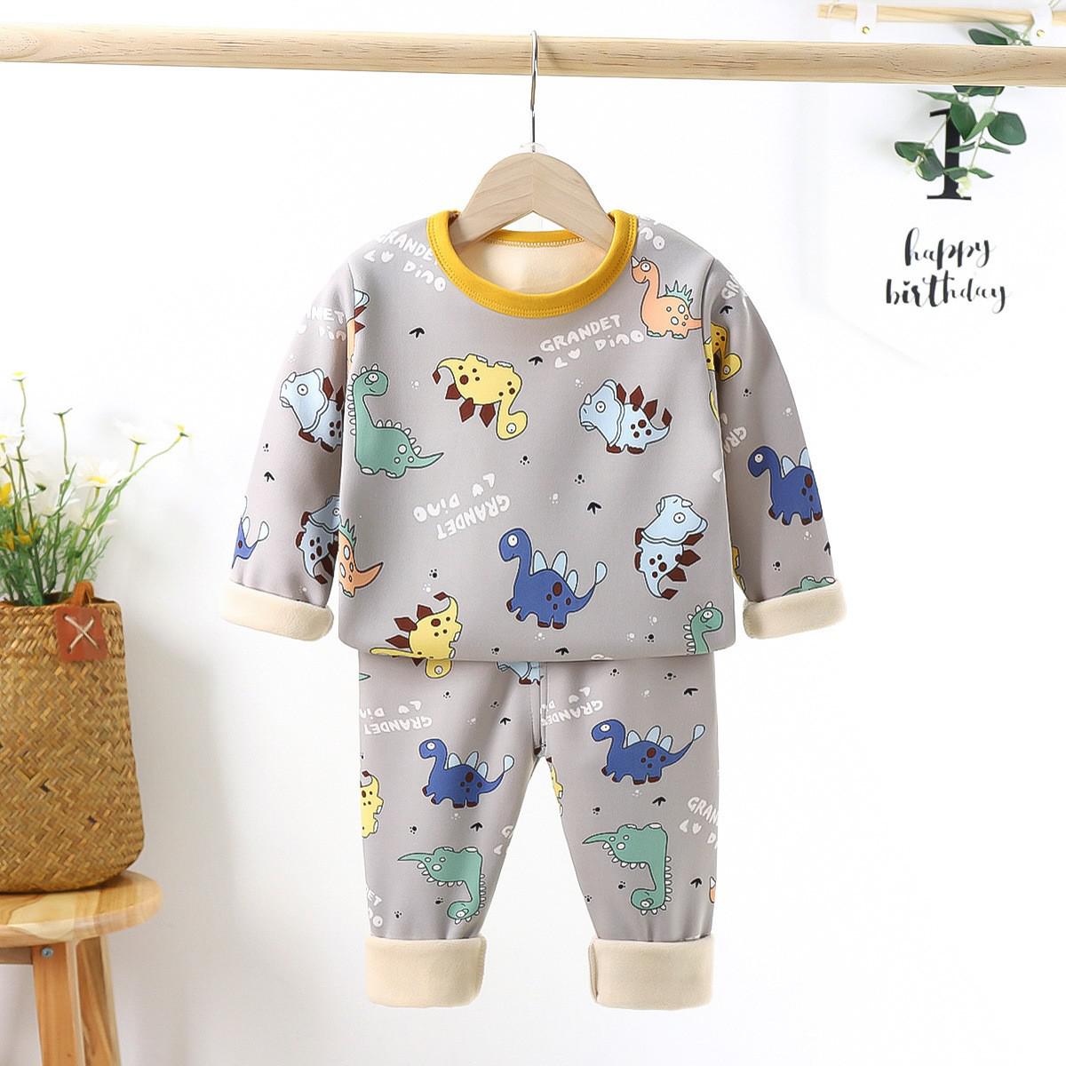 Children Pyjamas Winter Kids Clothing Sets Warm Fleece Pajamas For Boys Thicken Dinosaur Girls Sleepwear Baby Thermal Underwear