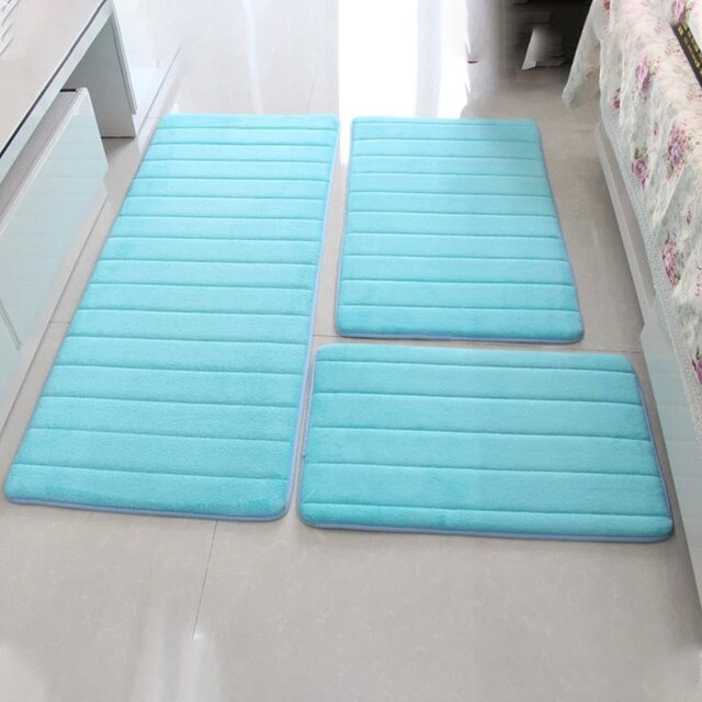 3pcs/set Thicken Floor Carpet for Living Room Non-slip Bathroom Mat Set Coral Fleece Bedside Long Mat Bedroom Door Mat 10 Colors