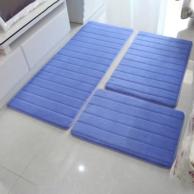 3pcs/set Thicken Floor Carpet for Living Room Non-slip Bathroom Mat Set Coral Fleece Bedside Long Mat Bedroom Door Mat 10 Colors