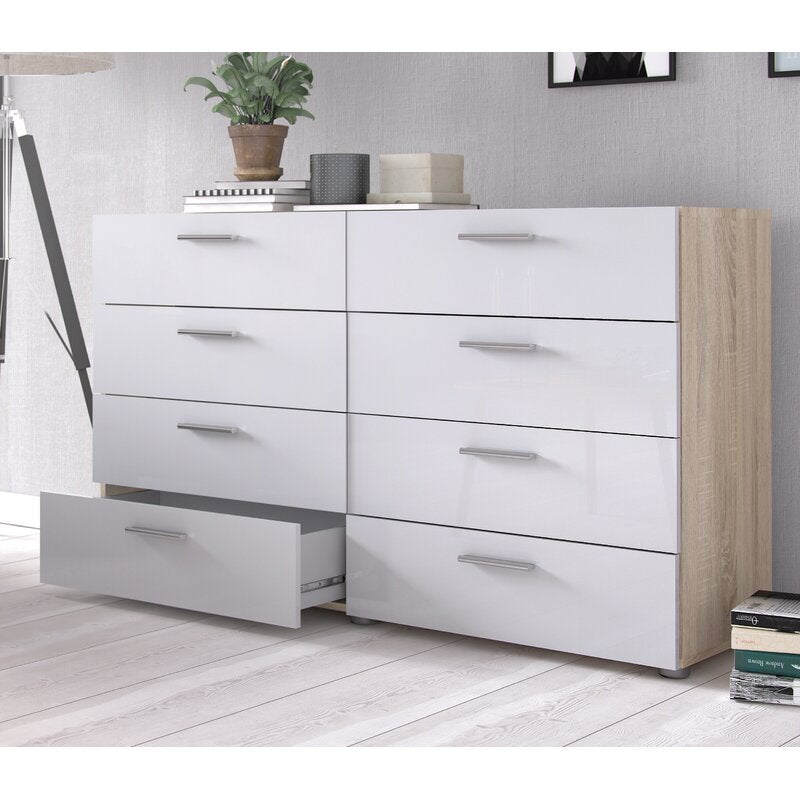 8/4 Drawer Dresser Cabinet Storage Solid Wood Home Furniture for Guest Room Bedroom Modern Style High Gloss Finish Easy Assembly