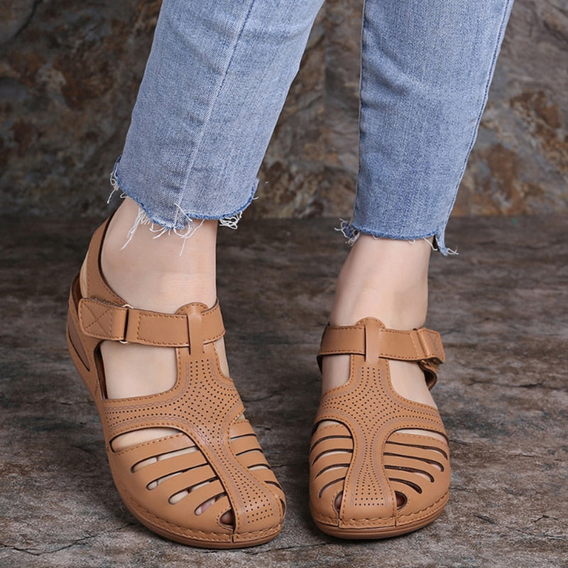 Woman Summer Vintage Wedge Sandals Buckle Casual Sewing Women Shoes Female Ladies Platform Retro Sandalias Plus Size