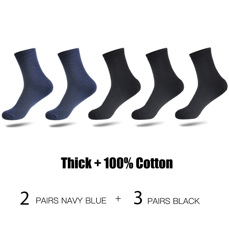 HSS Brand 100% Cotton Men Socks High Quality 5 Pairs Thicken Warm Business Socks Black Autumn Winter For Male Thermal