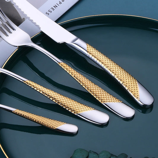 Kitchen Cutlery Tableware Set Golden Spoon Dinnerware Set 18/10 Stainless Steel Western Home Knife Fork Spoon Luxury Cutlery Set