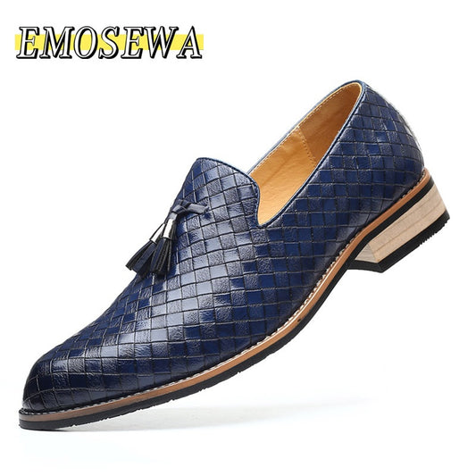 EMOSEWA High Quality Men Dress Shoes Gentlemen British style Paty Leather Wedding Shoes Men Flats Leather Oxfords Formal Shoes