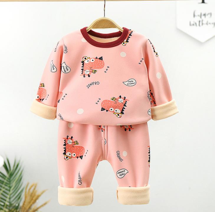 Children Pyjamas Winter Kids Clothing Sets Warm Fleece Pajamas For Boys Thicken Dinosaur Girls Sleepwear Baby Thermal Underwear