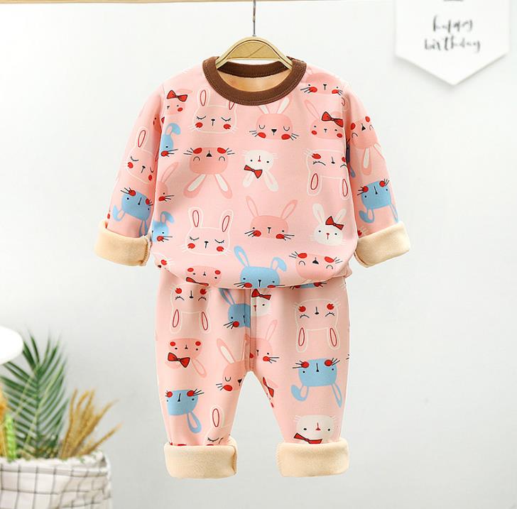 Children Pyjamas Winter Kids Clothing Sets Warm Fleece Pajamas For Boys Thicken Dinosaur Girls Sleepwear Baby Thermal Underwear