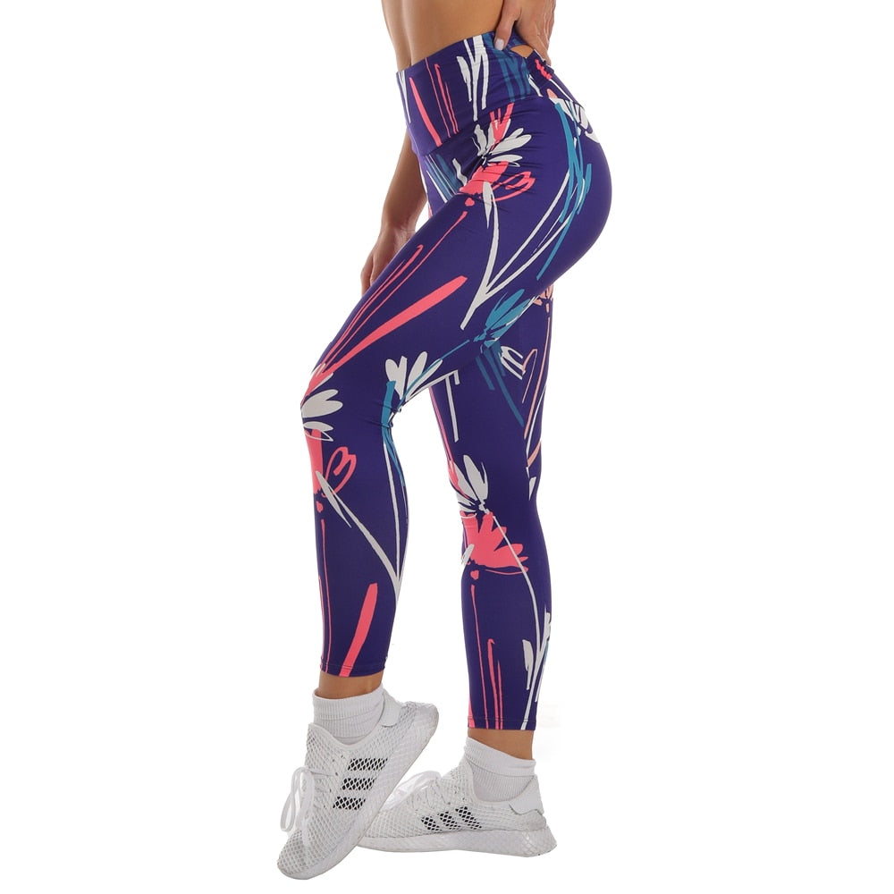 Zohra Woman Pants Workout Legging Contrast Stitching Printing Fitness Leggins High Waist Slim Legins Gym Bandage Leggings