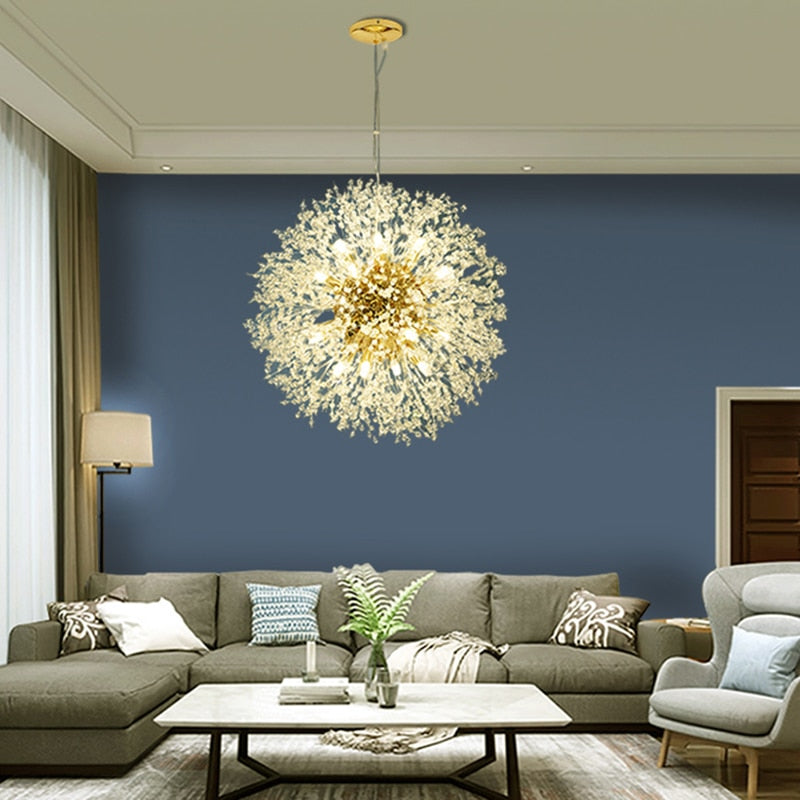 Nordic Minimalist Creative Wrought Iron Dandelion Chandelier Living Room Bedroom Dining Led Indoor Lighting Fixtures