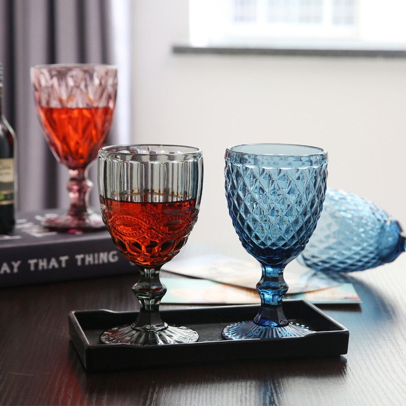 Retro Cup Carved Goblet Glasses Of Wine Heat-Resistant Glass For Champagne Whiskey Cocktail Christmas Gifts Bar Drinking Utensil