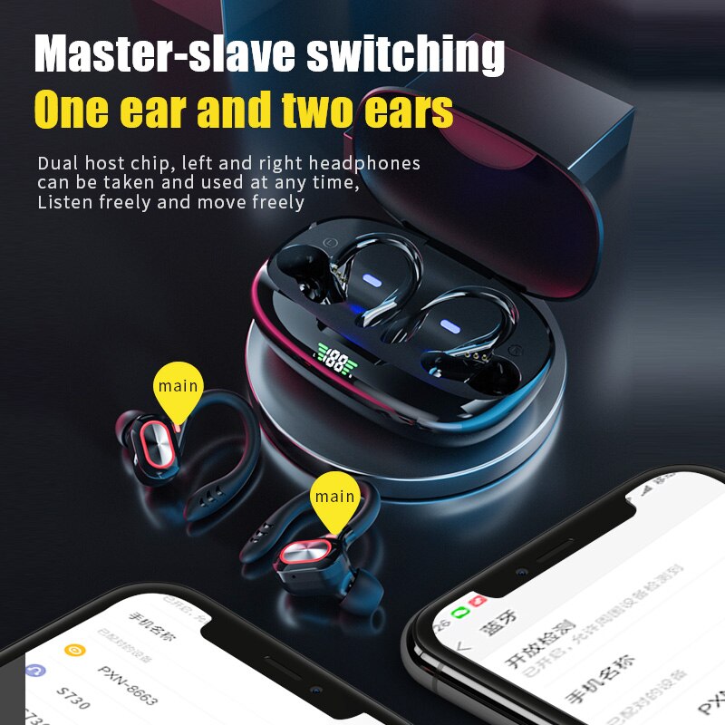 TWS Bluetooth-compatible Earphone Wireless Headphone Stereo Headset Sport Earbuds Microphone With Charging Box For Smartphone